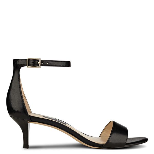 Nine West Leisa Ankle Strap Black Heeled Sandals | South Africa 47Y56-6Q96